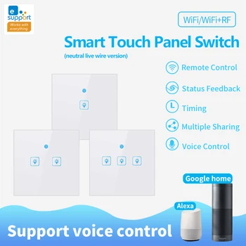

EUWiFi Smart Light Switch Glass Panel Touch Switch Compatible with Alexa Google Home Smart Wall Switch 2A 90-250V Timer Function