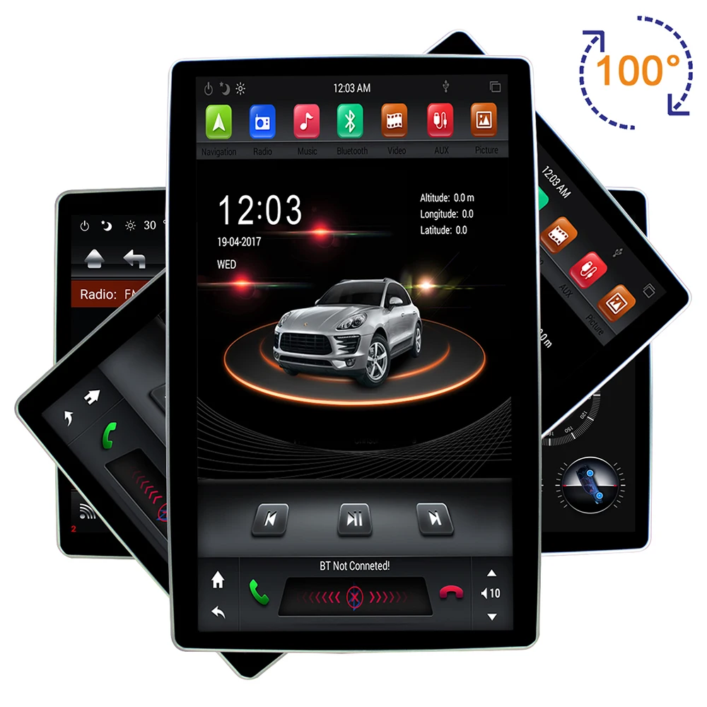 Tesla Style Car Radio with GPS Vertical Touch Screen Double Din Android Car Stereo Bluetooth Car Video Player WiFi FM Radio Receiver Mirror Link with AHD Backup Camera 3 USB Interface 
