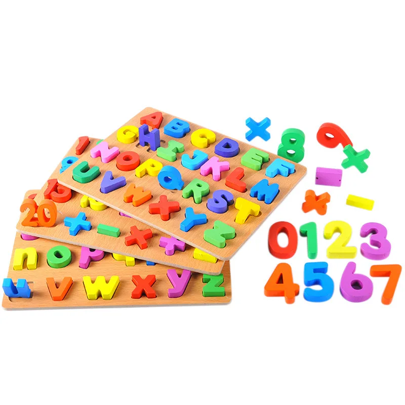 price reduction Montessori Wooden Puzzle Letters Baby Alphabet Early Educational Toys Three-Dimensional Cognitive I