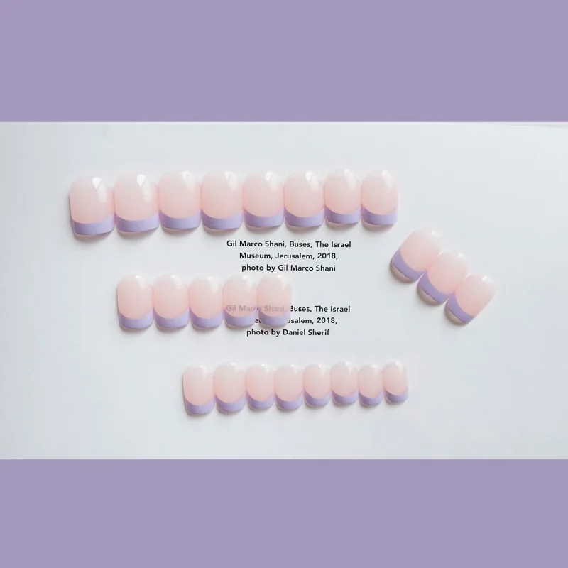 GAM-BELLE Natural Nude Purple French Nail Tips Artificial False Fake Nails Summer Short Full Cover Press On Nails Decoration