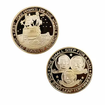 

US Project Apollo 11 Coins Collectibles Aerospace Engineering Challenge Coin Commemorating First Foot Prints on The Moon
