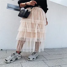 Трендовая Женская одежда с геометрическим рисунком, повседневные сетчатые юбки-пачки с высокой талией, вечерние плиссированные юбки из тюля и хлопка