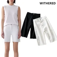 

Jenny&Dave women short plus siz high street vintage AA high waist super skinny bike shorts women burrs short feminino plus size