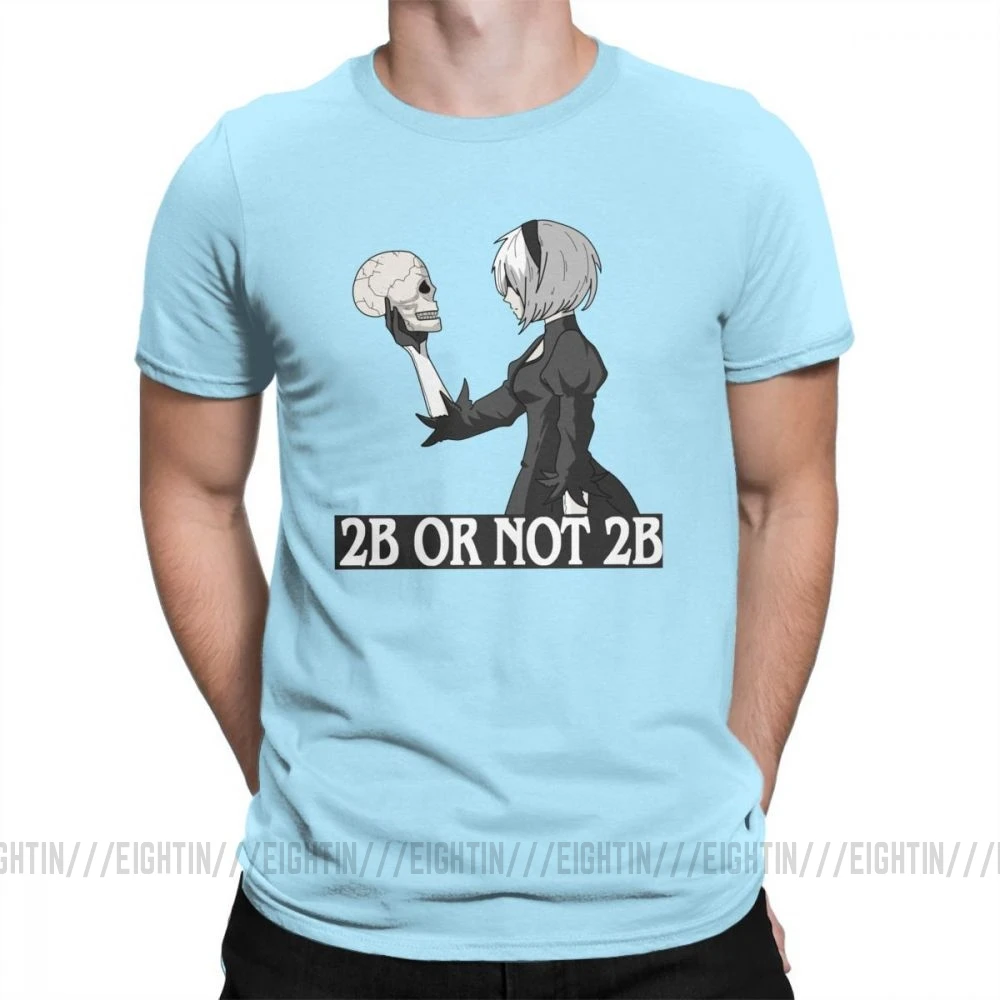 NieR футболки automata 2B или не 2B мужские футболки забавные хлопковые футболки с короткими рукавами и круглым вырезом размера плюс Топы - Цвет: Небесно-голубой