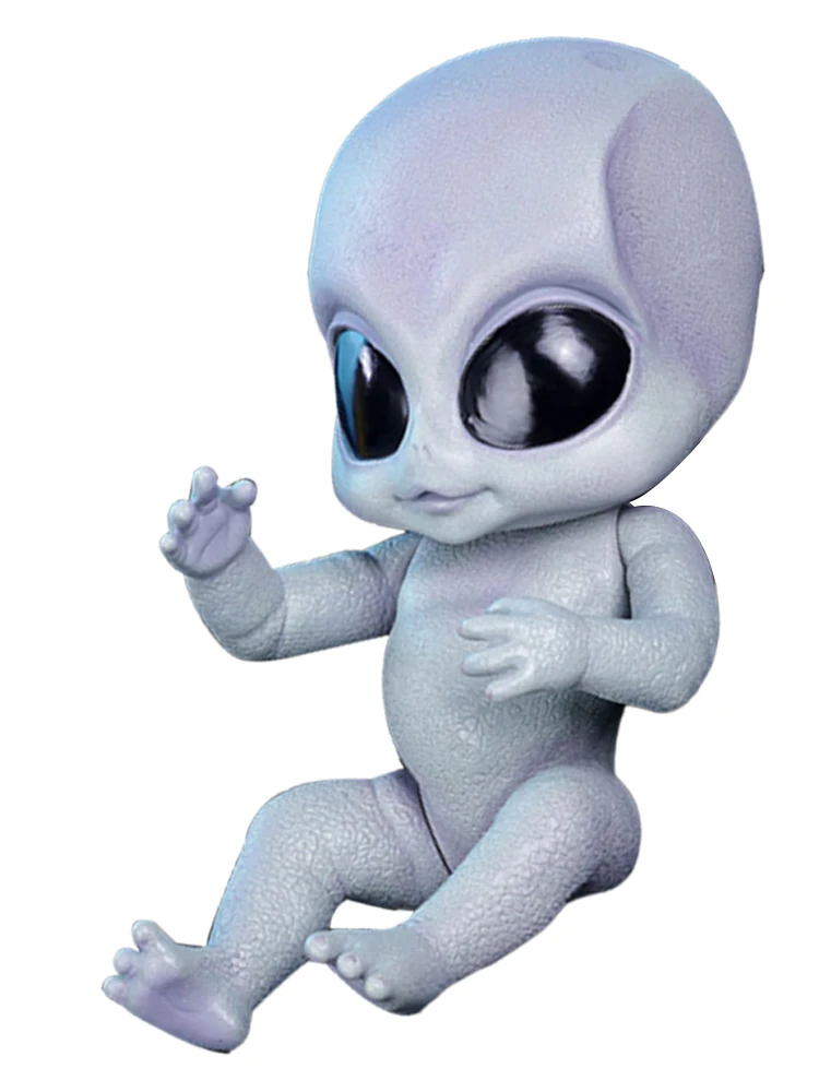 

New 14 Inch Realistic Baby Alien Doll Grey-blue Skin Full Body Silicone Vinyl Collectible Baby Halloween Christmas Gift