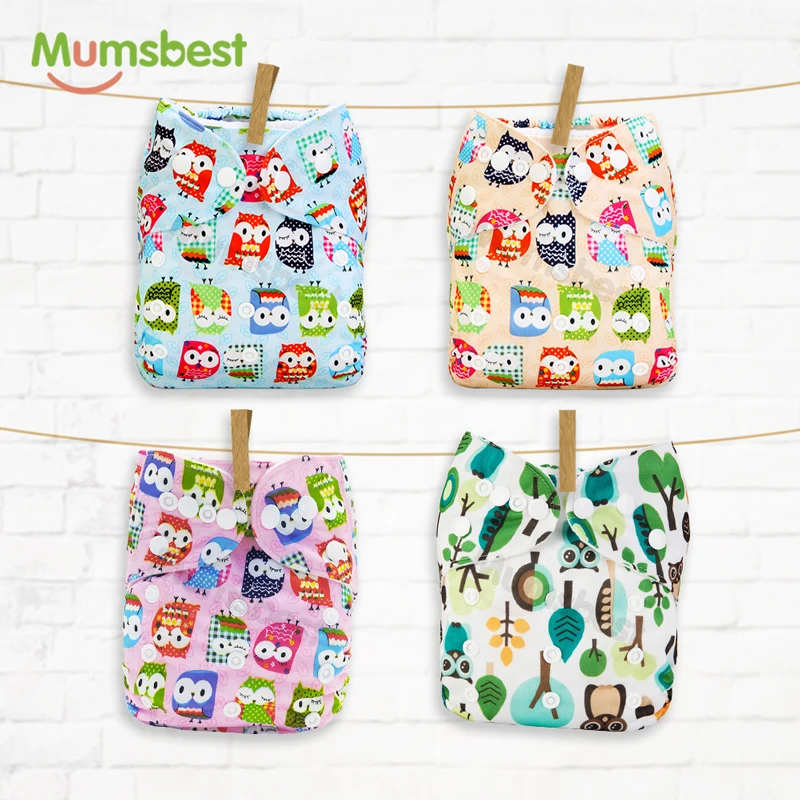 

[Mumsbest] 1Pc Reusable Baby Cloth Diaper Cover Washable Nappies Carton Cats Green Nappy Waterproof Pocket Diapers Suit 3-15kg