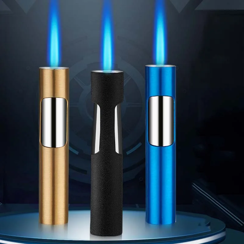

Butane Gas Lighter Windproof Straight Blue Flame Cigarette Lighter Inflatable Portable Lighter Smoking Accessories Men Gift