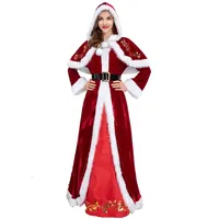 Plus Size Deluxe Velvet Adults Christmas Costume Cosplay Dress 1