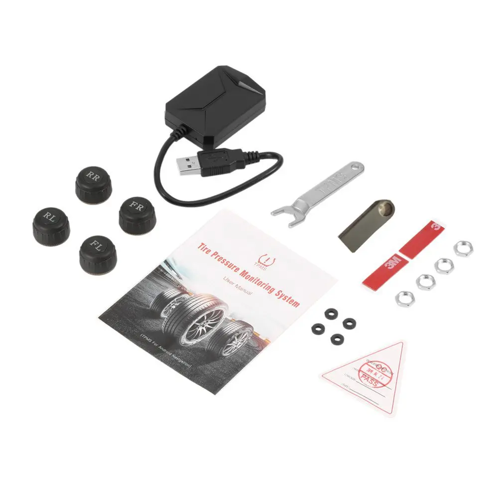 Универсальная USB автомобильная TPMS Android система контроля давления в шинах с 4