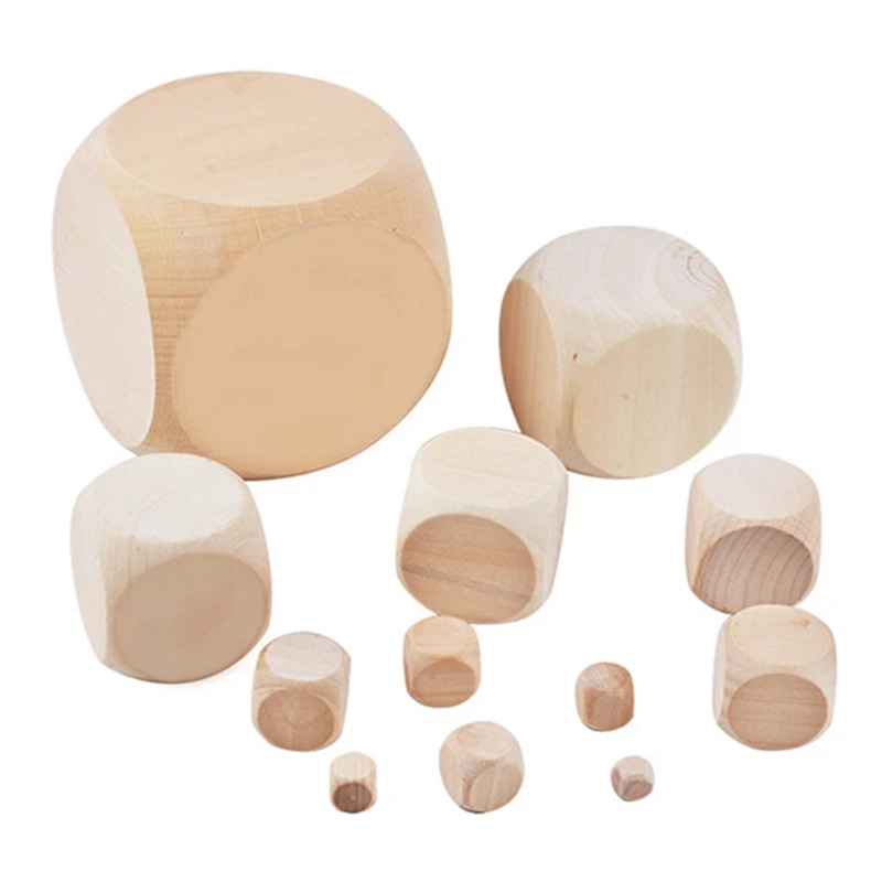 Game Dice 10pcs 6 Sided Blank Wood Dice Party Family DIY Games Printing Engraving Kid Toys Dices for Gaming for Children Wood Cube Dices