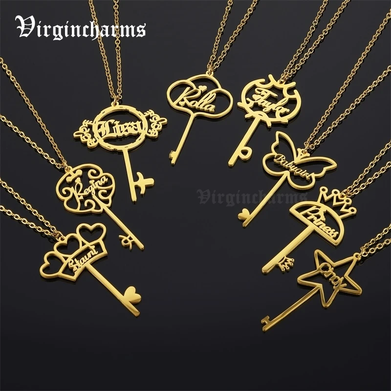 Personalized Customized Butterfly Key Shape Multiple Style Stainless