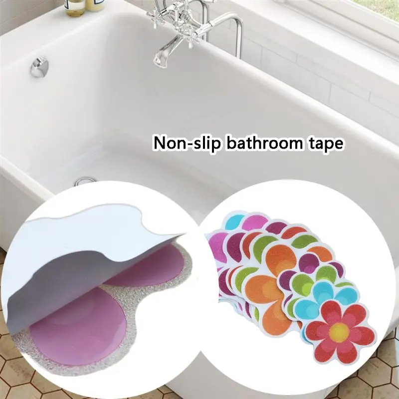 karrychen 10pcs/set Anti Non Slip Mat Flower Bathtub Stickers Safety Floor Bathroom Shower 