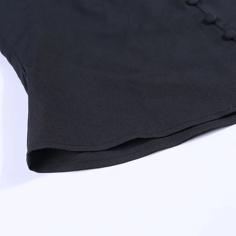 Уличная Модная Повседневная блуза с глубоким v-образным вырезом и пуговицами Осенняя черная рубашка с длинными рукавами и фонариками элегантные топы для офисных леди