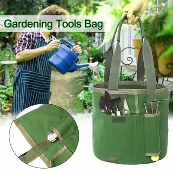 

Waterproof Canvas Garden Tool Bag Folding Bucket Organizer Tool Holder Storage Multi-pocket Gardening Tool Container Pouch D30