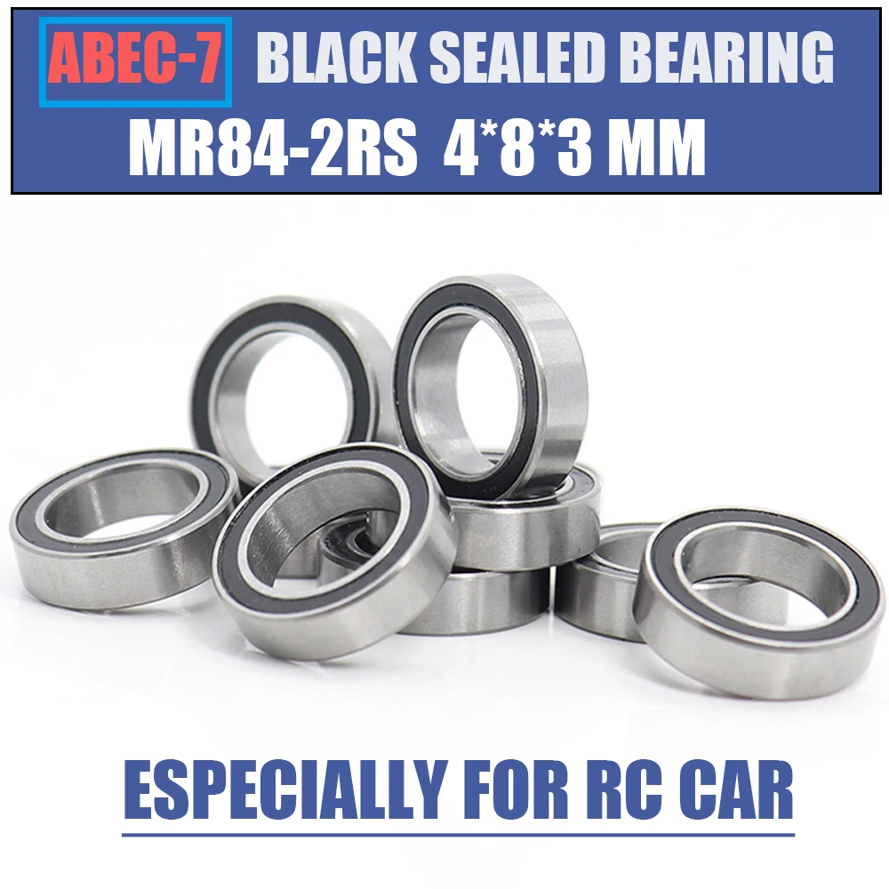 4x8x3 ABEC-3 Chrome Steel Blue Seal Ball Bearings MR84 2RS 10 