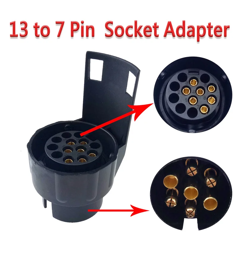 

13 To 7 Pin Trailer Connector 12V Towbar Towing Plug Adapter Durable Waterproof Plugs Socket Adapter Protects Connections