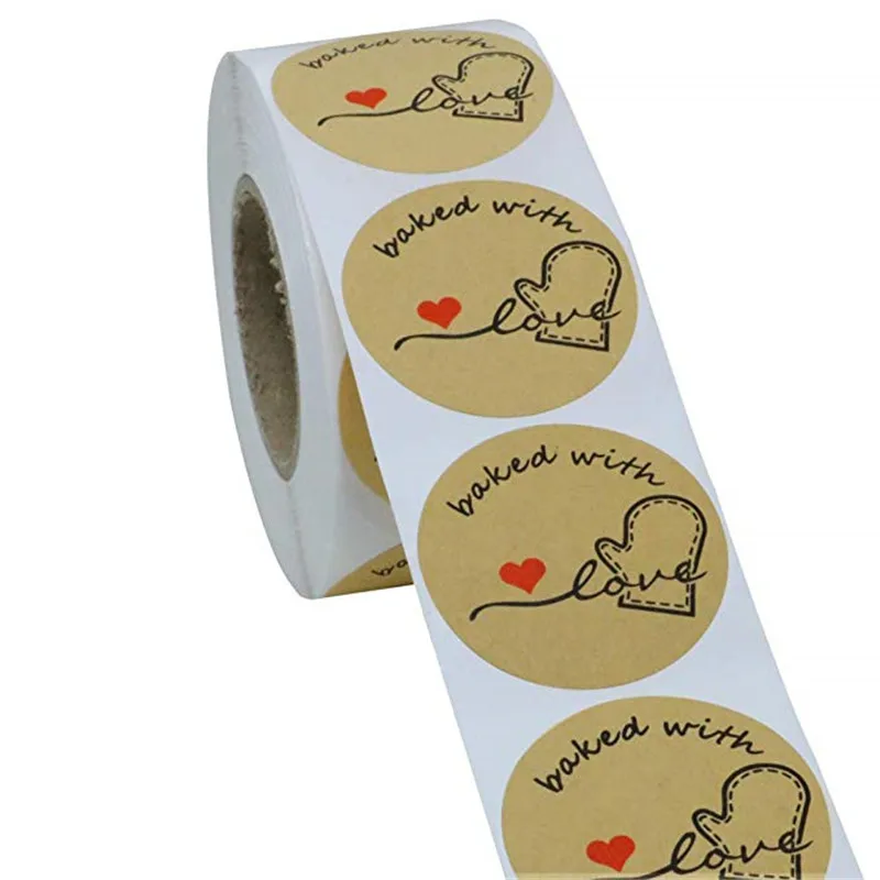 Крафт-пекарня ручной работы наклейки 1 дюйм круглый всего 500 этикеток в рулоне для свадебной вечеринки Подарочная коробка для украшения упаковка наклейки