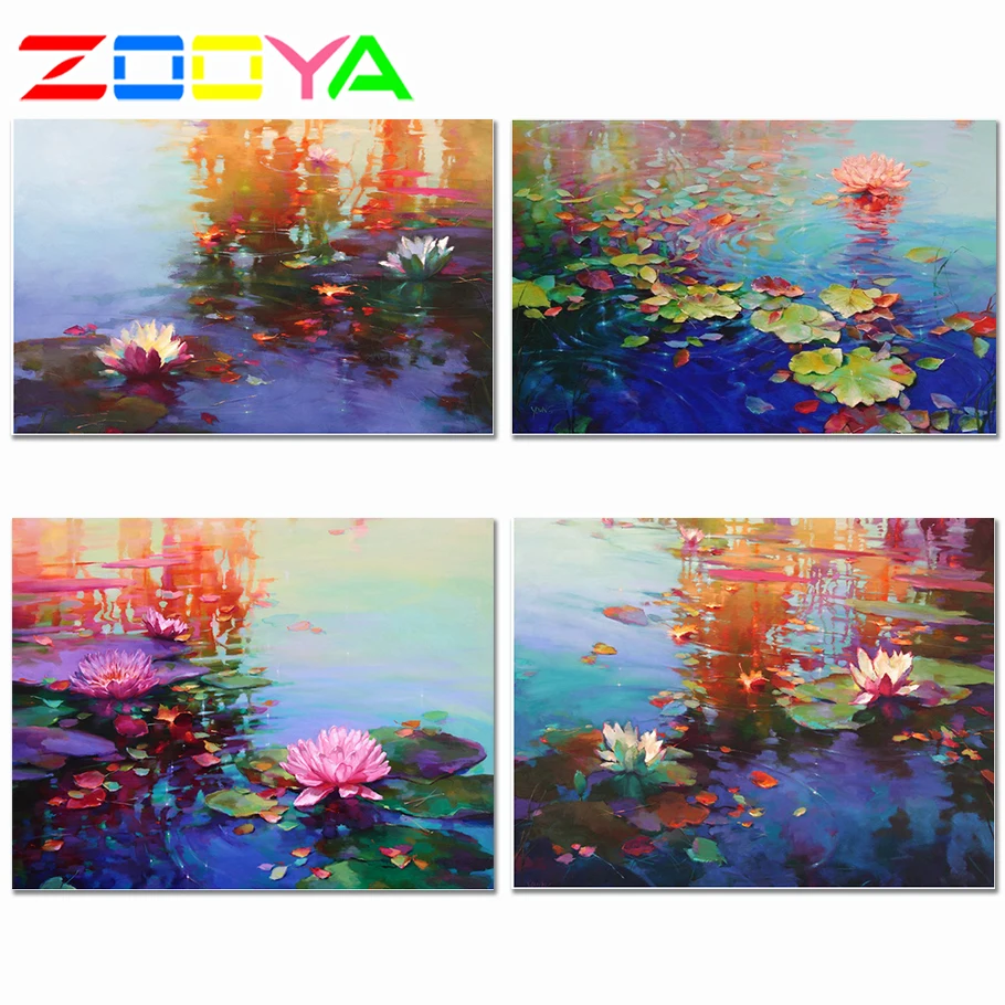 ZOOYA Лотос Алмазная вышивка цветок алмазная живопись искусственный лотос лист