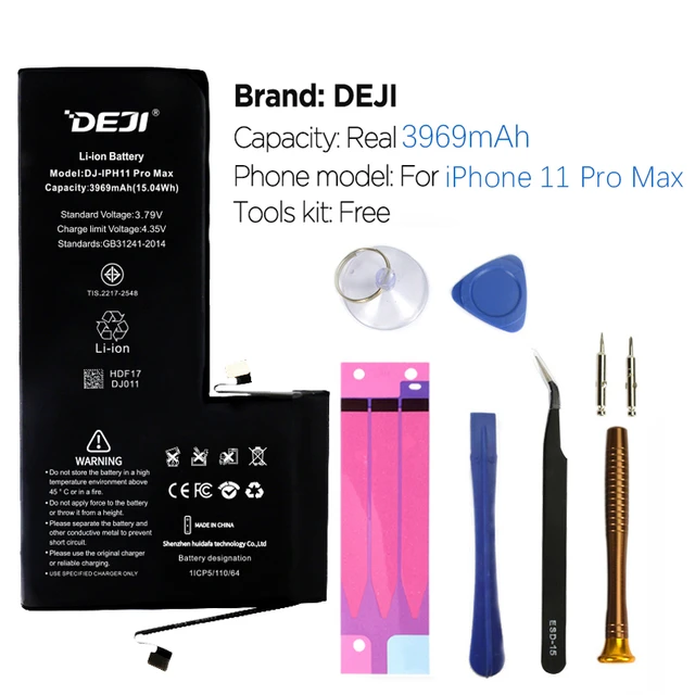 DEJI pour iphone x xr xs max batterie haute capacité batterie de  remplacement pour X avec kits d'outils 3010mah 3210 3510 3710 bateria