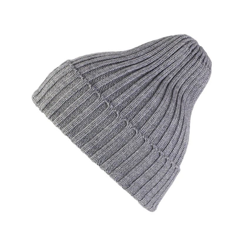Вязаная шапка карамельного цвета, утолщенная теплая Женская одноцветная шапка бини, женская шапка Skullies, s Gorros, повседневная шапка в стиле хип-хоп - Цвет: grey
