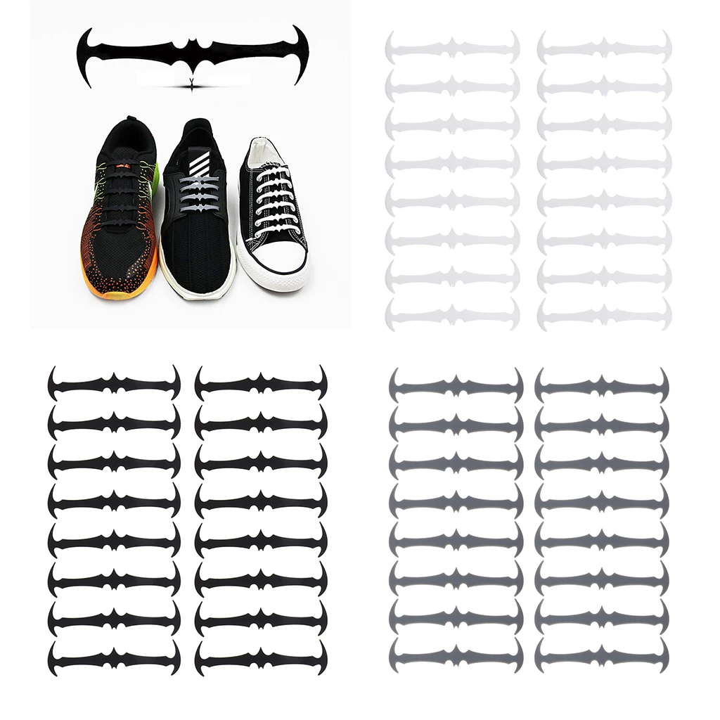 

16 Pieces/set Kid Adult Bat No Tie Shoelaces Laziness Elastic Silicone Trainers Sneaker Laces