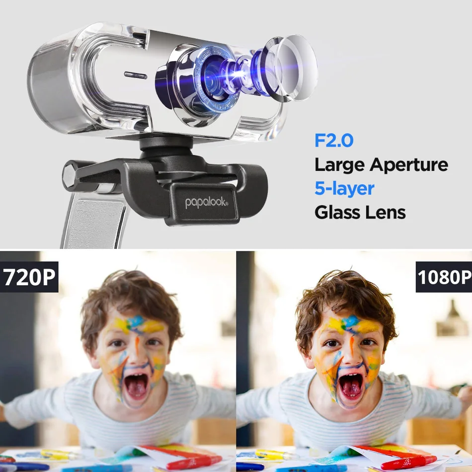 Веб камера PAPALOOK PA452 для ПК Full HD 1080P USB светодиодный фоном|Веб-камеры| |