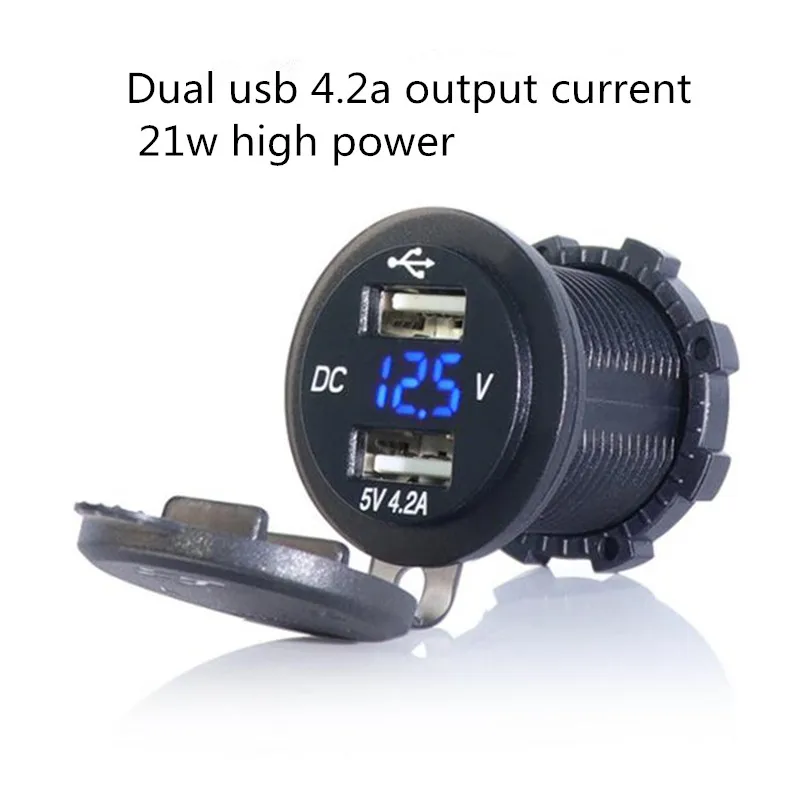 

Universal QC3.0 Car Charger Led Dual-port 4.2A USB Car Charger For Moible Phone iPhone Charging In Car Motorcycle USB Charger