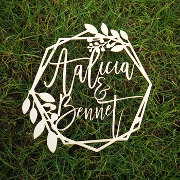 

Custom Couple Wedding wreath Wood Style Name sign wood,Personalized Bride&Groom Country wedding tablephoto Wall name sign Decor