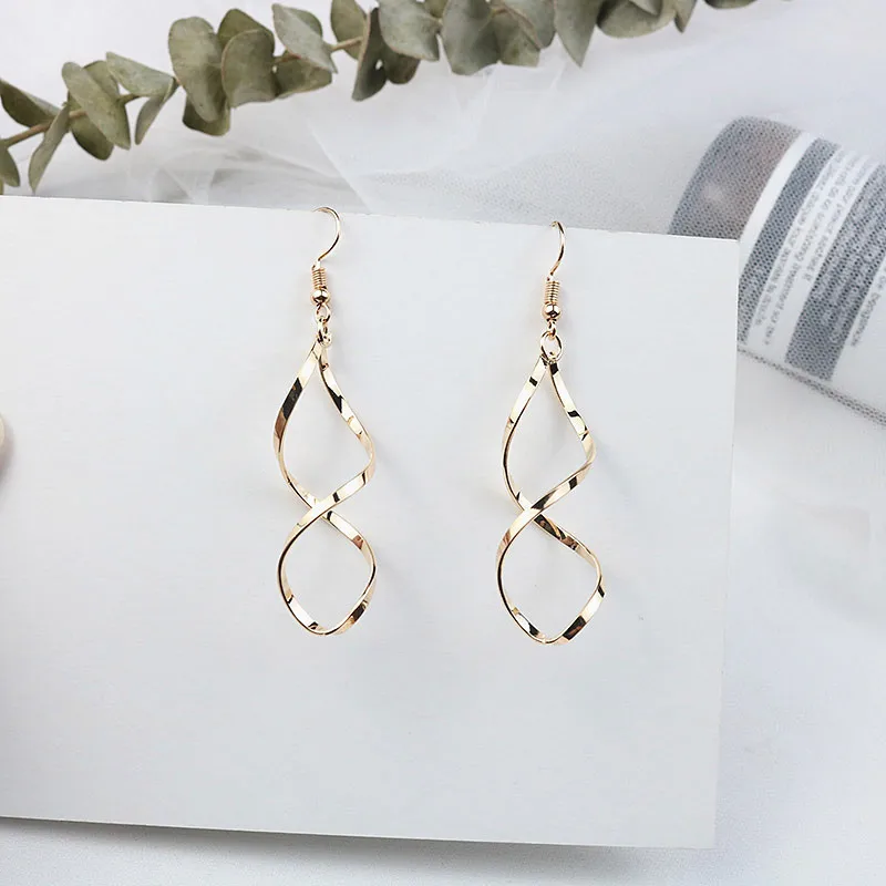 OMHXZJ Jewelry Wholesale HS228 Fashion Woman Girl Party Birthday Wedding Gift Spiral 925 Sterling Silver Needle Drop Earrings