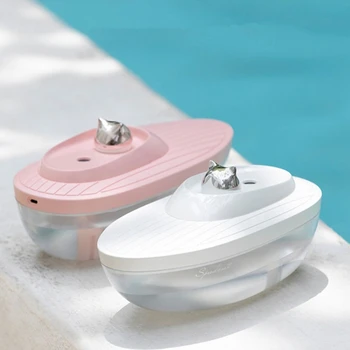 

Ultrasonic Air Humidifier 350ML Cute Yacht Essential Oil Diffuser USB Aroma Diffuser Mini Car Humidifier with LED Lamp
