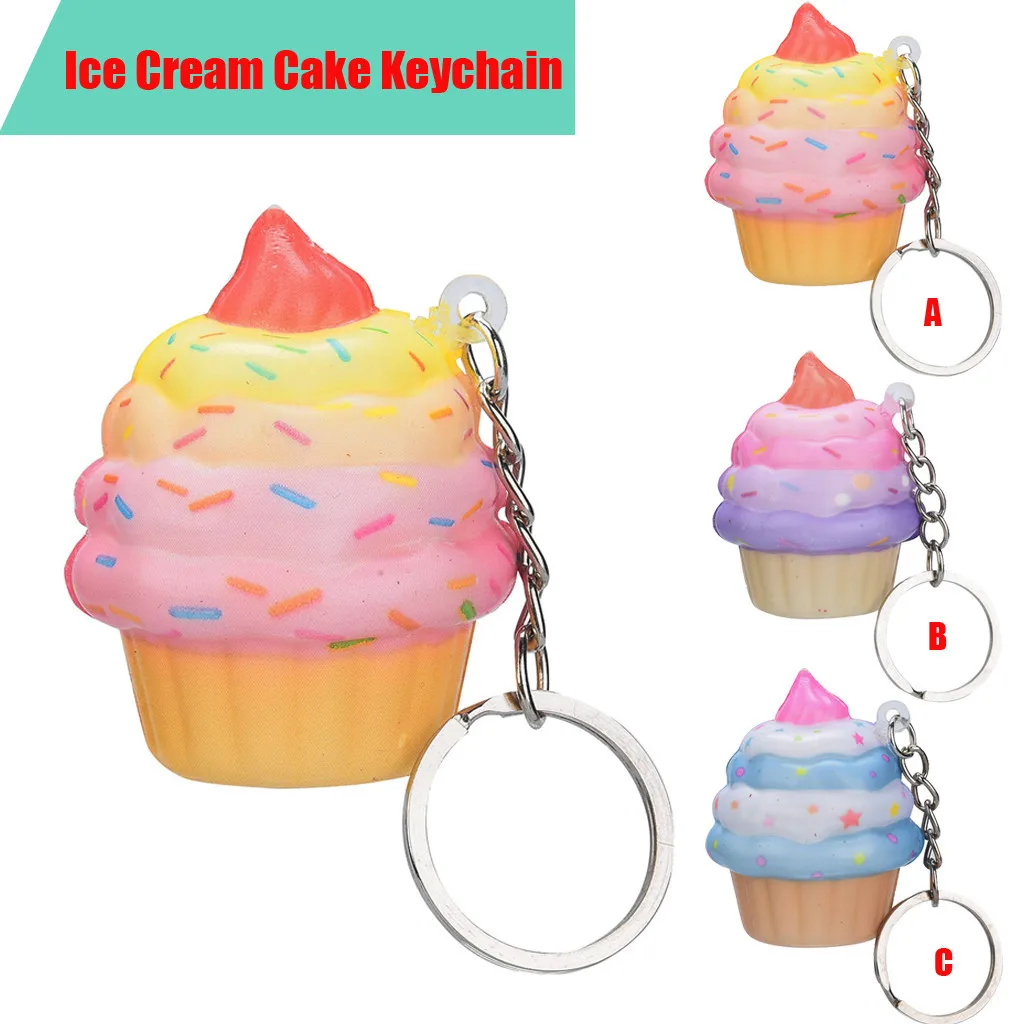 Ice Cream squeeze toy Pendants Creative Gift Simulation Cake Slow Rising Straps Bread Toys Backpack Accessories Decorations #A
