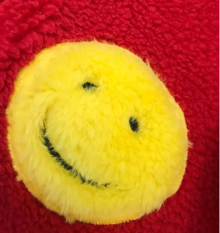 Autumn and Winter New Smiley Face Cartoon Fleece Warm Short Coat Women Thick Jacket Loose Coat Outwear