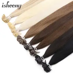 Isheeny 0,6 г/локон 14 "светлые волосы с плоским кончиком для наращивания кутикулы Remy человеческие предварительно скрепленные прямые капсулы