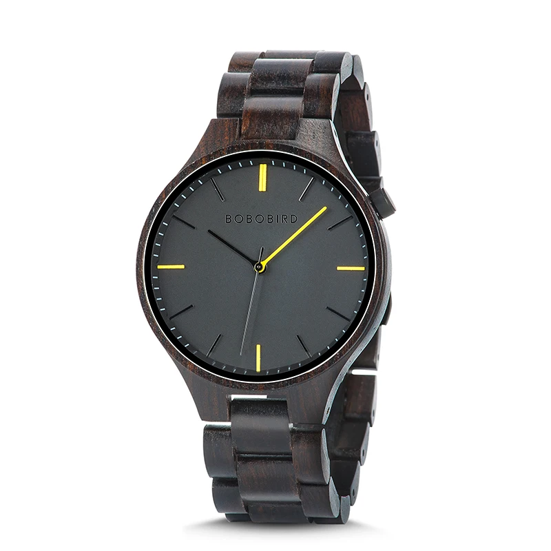 Новые часы мужские часы BOBO BIRD деревянные часы мужские наручные часы с деревянной коробкой принимаем дропшоппинг - Цвет: black