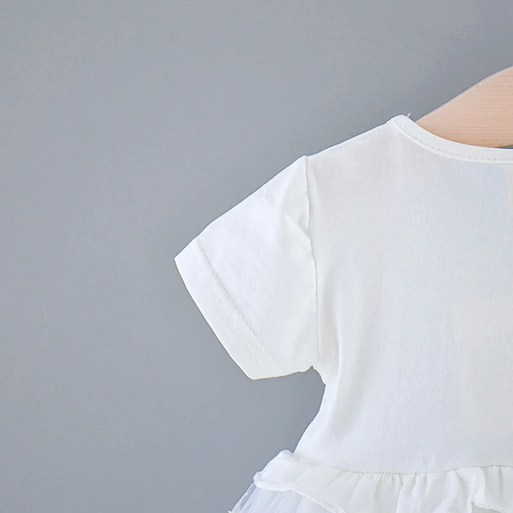 Платье для маленьких девочек с короткими рукавами и рюшами; Vestidos Infantil; Одежда для маленьких девочек; летние фатиновые платья принцессы для девочек; Robe Fille