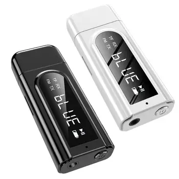 

Bluetooth 5.0 Receiver Car LED Transmitter FM Modulator Card Reader3.5mm AUX Jack RCA USB Wireless Audio Adapter Handsfree Mic