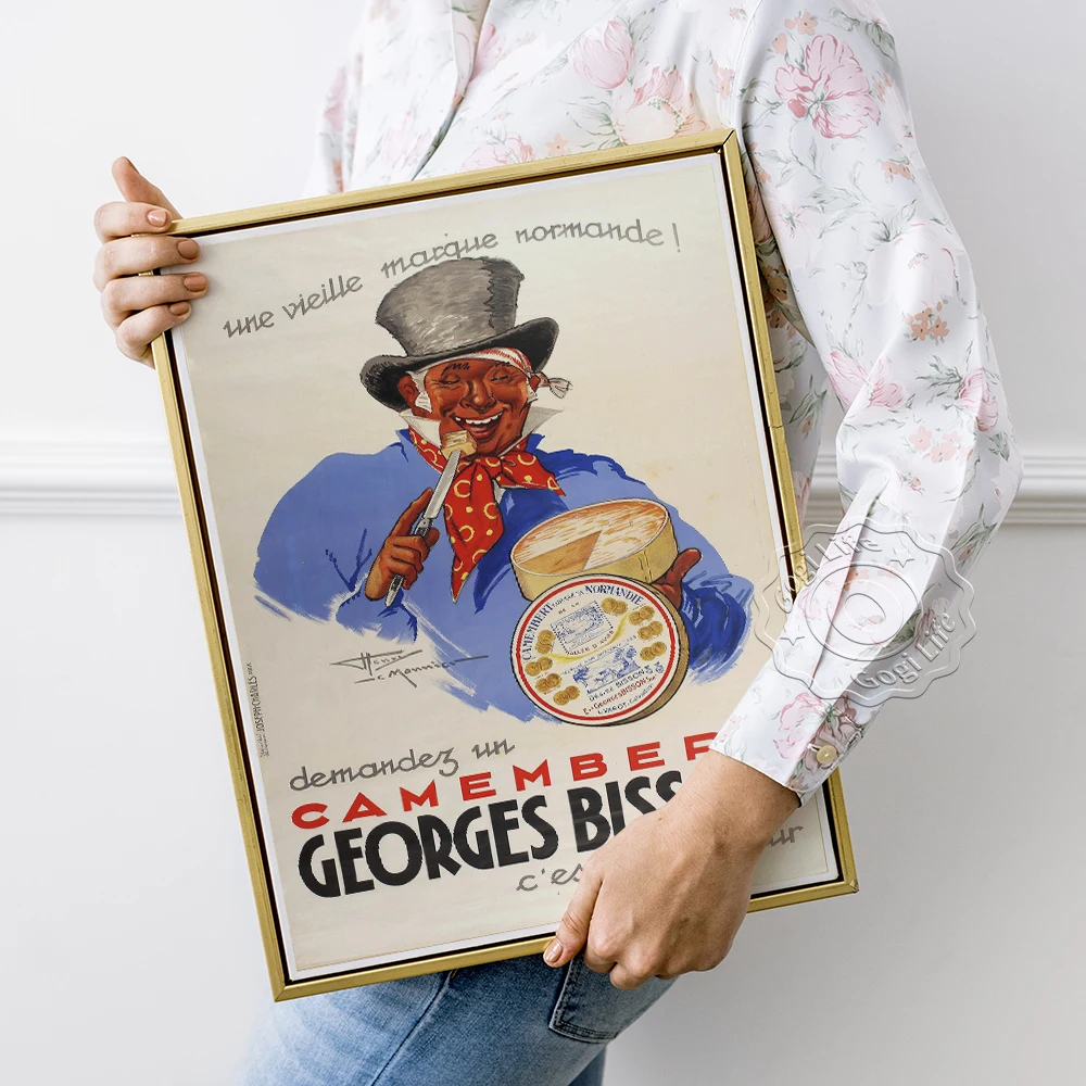 Henry Le Monnier Design Poster, Camembert George Bisson Cheese Art Prints, Pittura Decorativa Pubblicitaria Europea Vintage