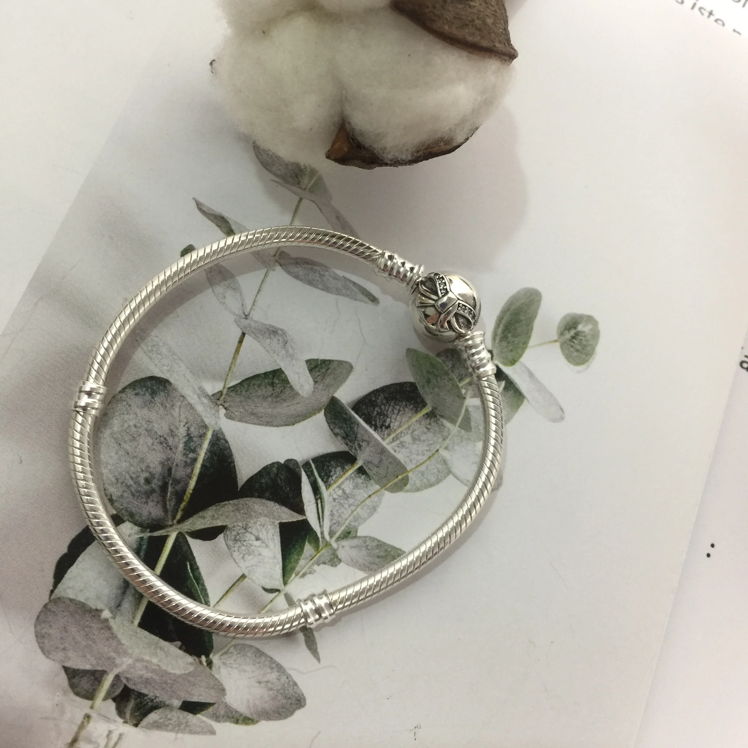 925 пробы Серебряный классический браслет с бантом женские очаровательные ювелирные изделия