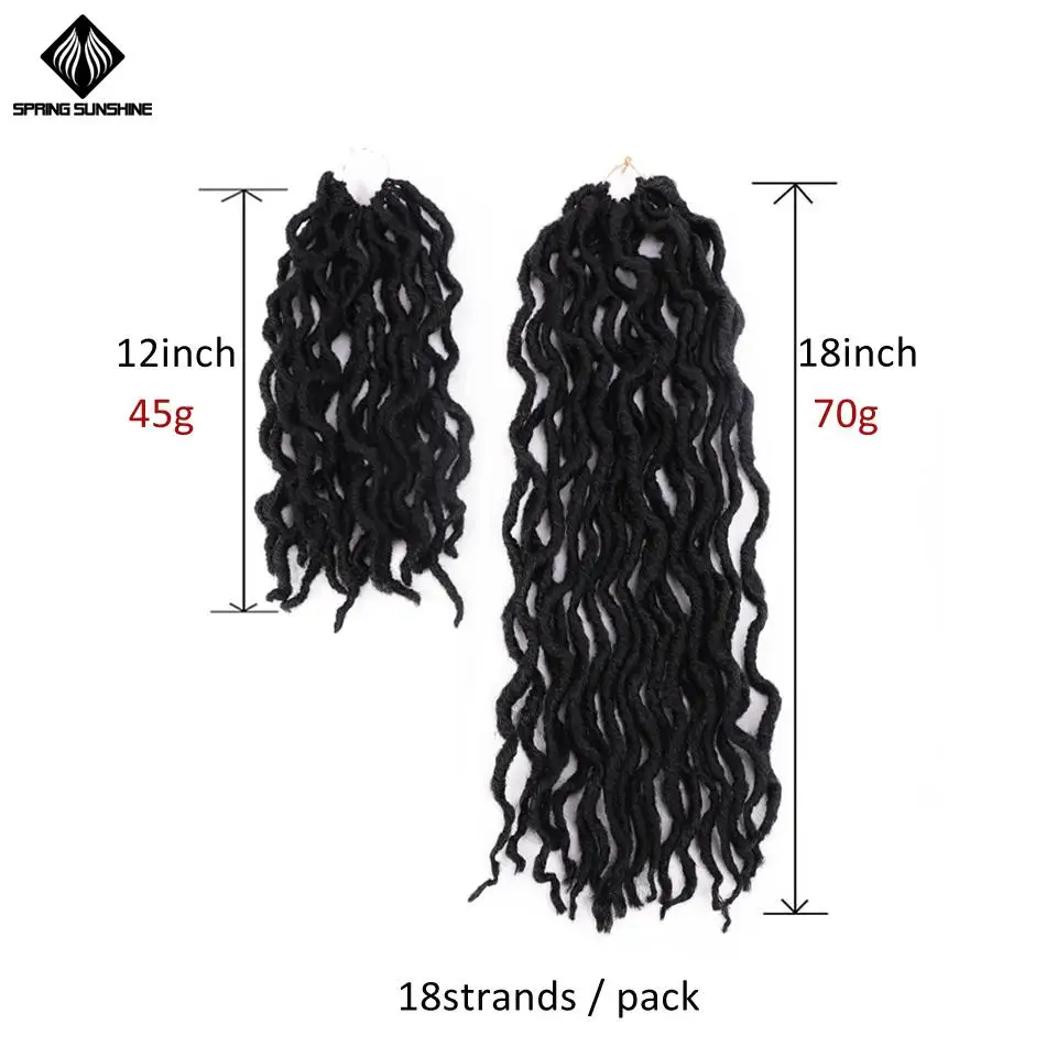 Весна солнце 12 18 дюймов Nu Locs Ombre Faux Locs Curly плетение волос Синтетические крючком косы волос