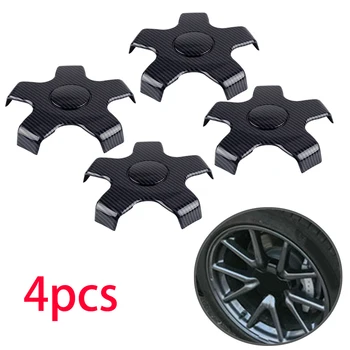 

CITALL 4Pcs Carbon Fiber Style ABS Auto Wheel Center Rim Hub Cap Cover Fit For Tesla Model 3