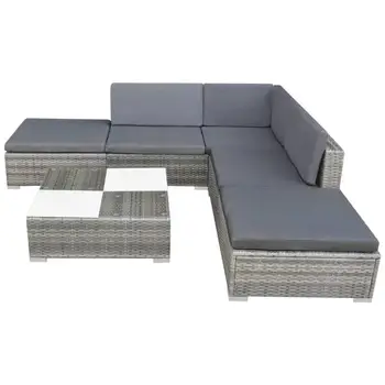 

Rattan Sofa Chair Sets with Cushions Gray Rattan Lounge Set Brown Outdoor Tables for Garden Patio Balcony