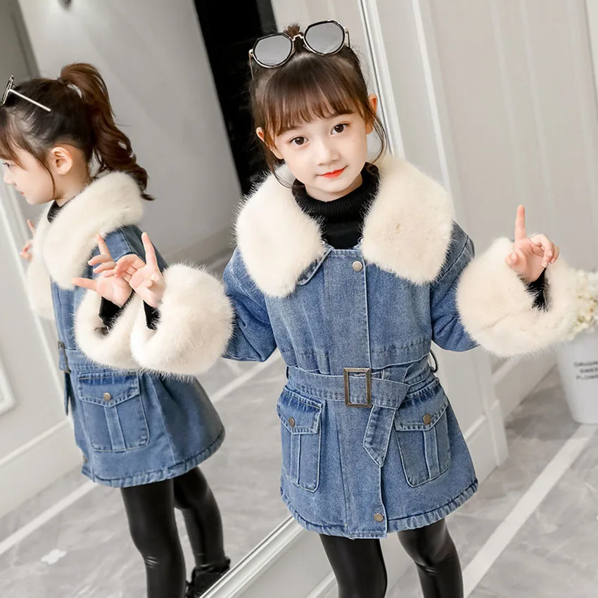 

Benemaker 4-14Y Kids Wear Long Winter Fleece Coat Girl Lambs Wool Denim Jacket For Children Boys Girls Plus Cashmere Jeans YJ158