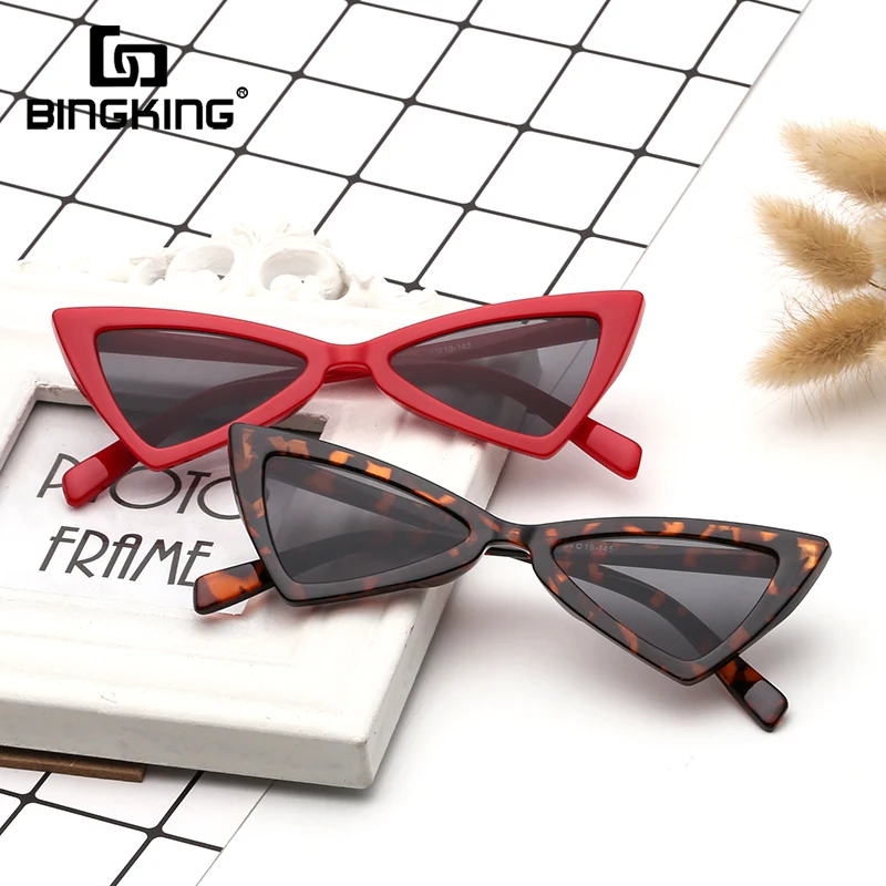 

BINGKING Retro Fashion Triangular Glasses Women Butterfly Cateye Sunglasses Classic Brand Shades For Women Luxury Small Leopard