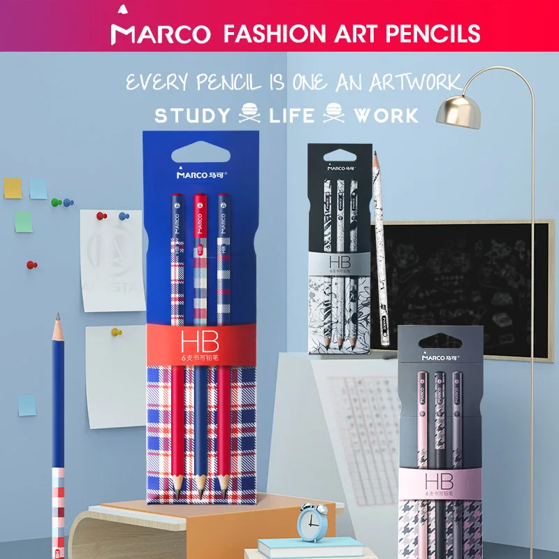 

Andstal Marco Fashion Artist Design Wood Pencil HB Wooden Lead Pencils Graphite Drawing Sketch Pencil set for School kids
