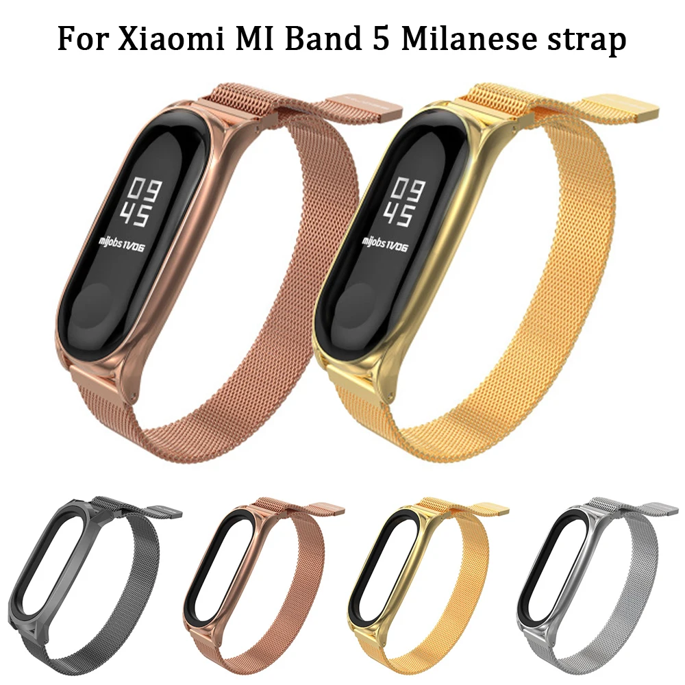 Xiaomi MI Band 5 Миланский ремешок для Смарт браслет из нержавеющей стали сменные