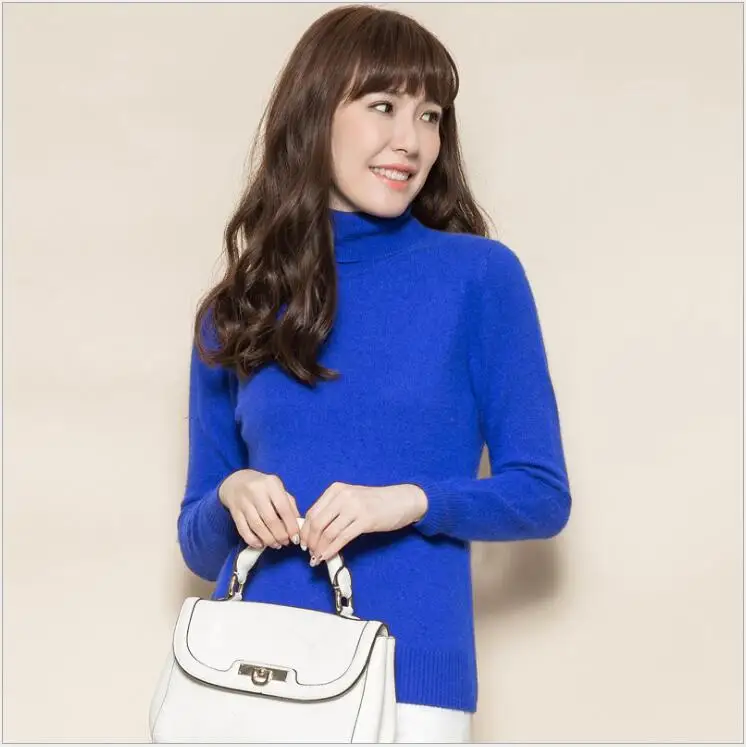 Royal blue Свитер осень-зима, однотонная Повседневная Домашняя одежда, теплый свитер, толстый женский свитер, водолазка, женская одежда, S106 - Цвет: Royal blue