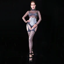 Сверкающие Стразы, боди, одежда певицы, комбинезон, женская одежда для выпускного вечера, одежда для сцены, костюм ГОГО танцора, праздничный наряд для вечеринки, L3056