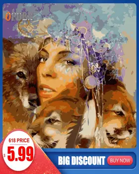 

OPDBN Wall Art Canvas Painting by Number Posters Handpainted Oil Painting Picture for Living Room Home Decor No Frame