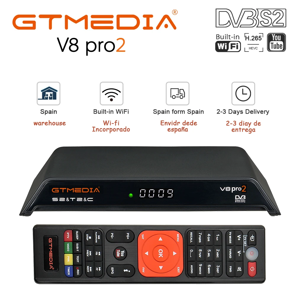 GTMedia V8 Pro2 H.265 DVB T2 + S2 кабель спутниковый ТВ приемник полная мощность Vu DRE & Biss key