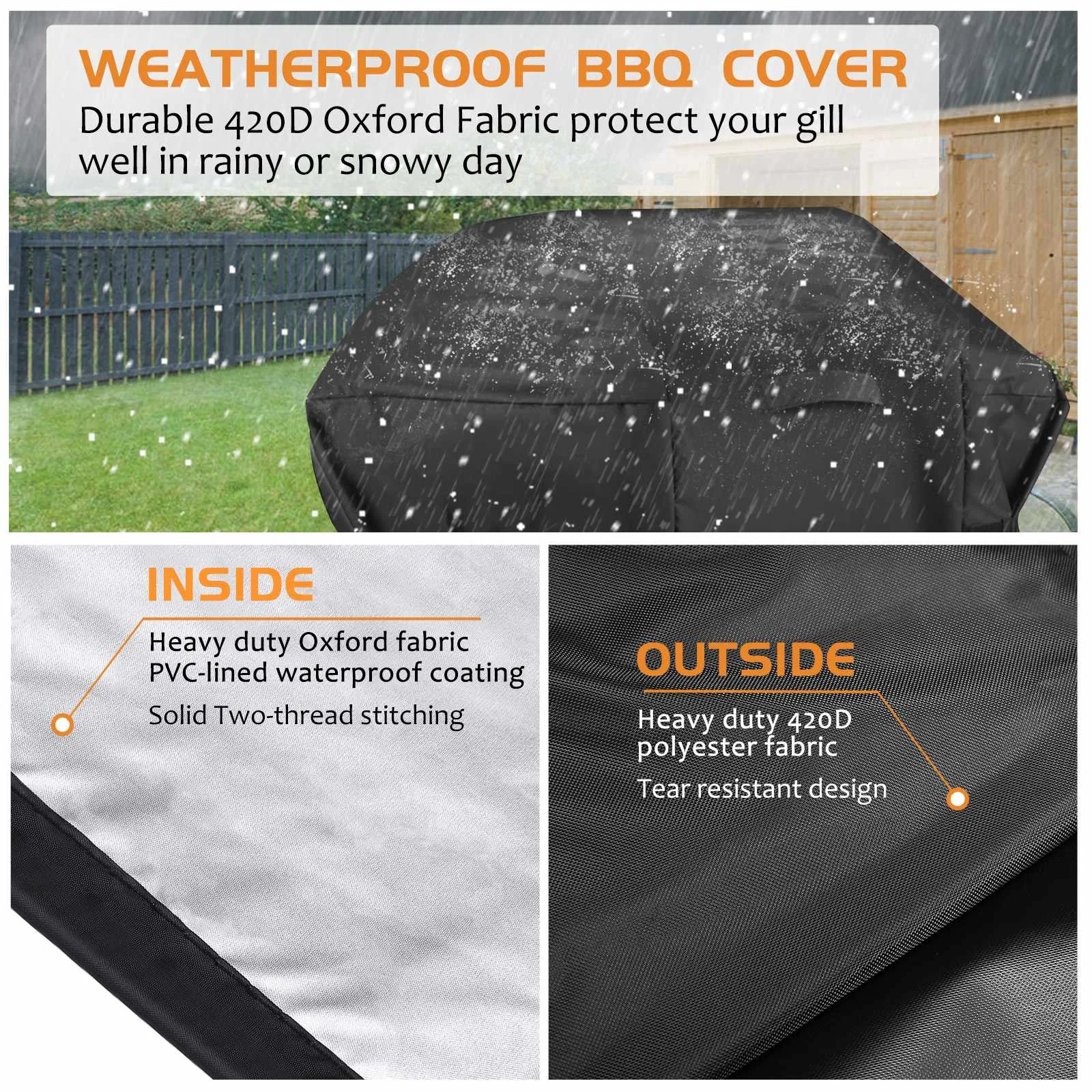 BBQ Grill Cover Heavy Duty Small Gas Grill Barbecue covering Waterproof/Windproof/Dust UV Resistant Covers 76x66x120cm